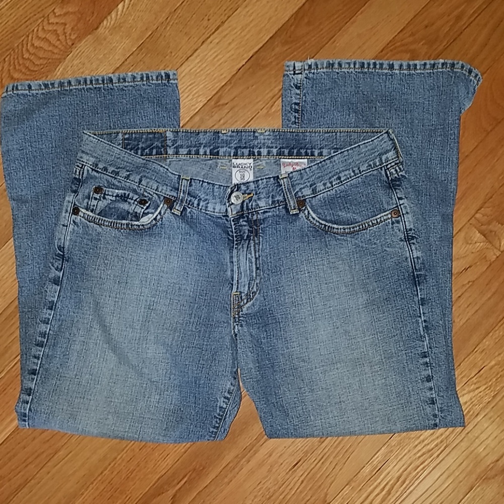Lucky Brand dungaree crop jeans